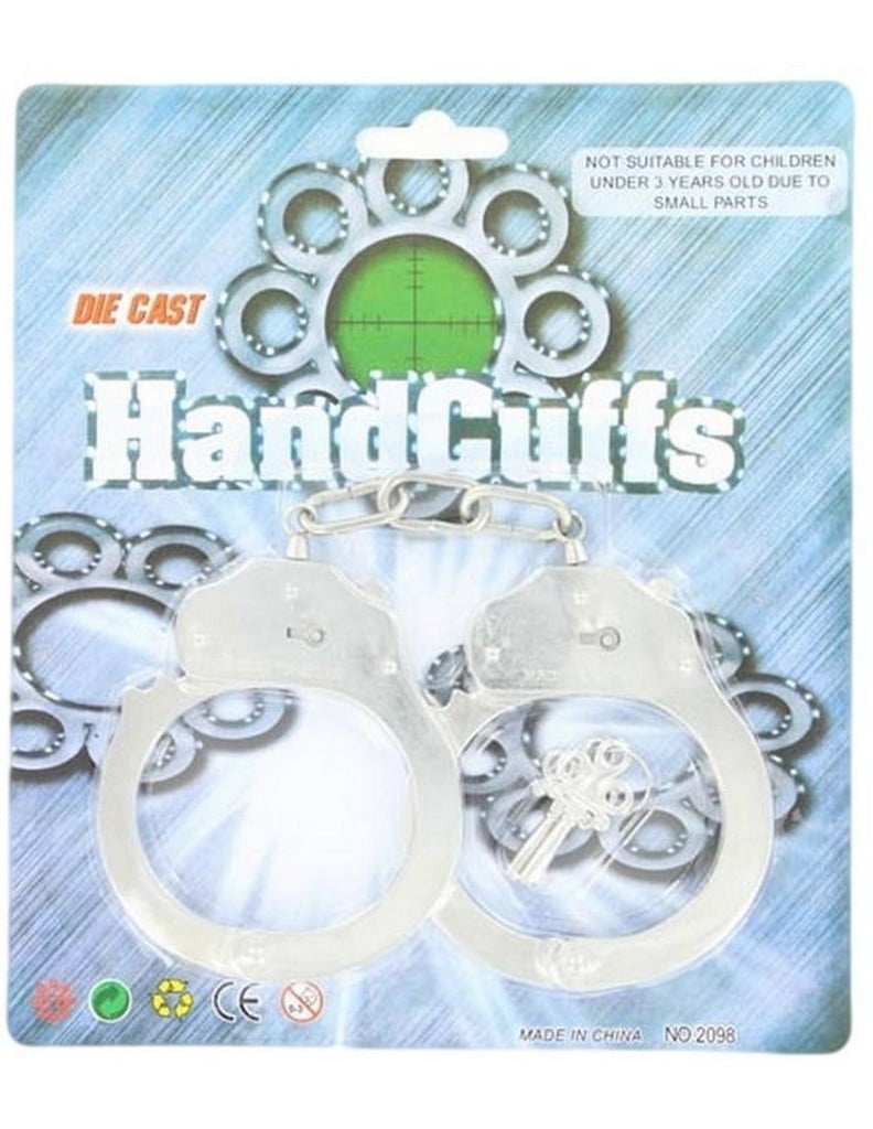 M&F Western Toy Kids Handcuffs with Key Child Silver 50796