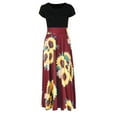 thumbnail image 4 of Femmes Été Manches Courtes Imprimé Tournesol Robe Swing Casual Maxi Robe, 4 of 6