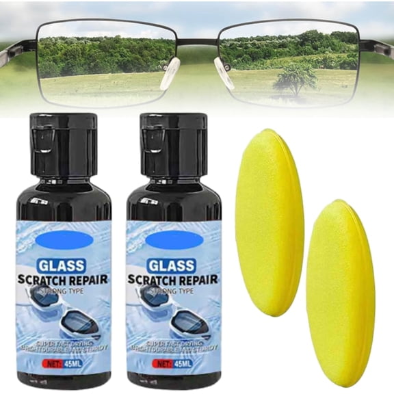 Lens Scratch Remover for Glasses, Eyeglass Scratch Repair Spray, Vision Lens Cleaning & Restoration Kit, Glass Scratch Eraser（45ml, 2 Pcs）