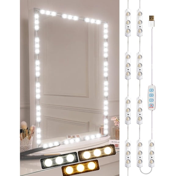 Vanity Lights for Mirror LED Makeup Light Strip with 3 Color Temperature Lighting Modes and Dimmable Stick on Vanity Bathroom Mirror,Ultra Bright (Mirror Not Included)