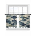 thumbnail image 2 of Modernism Sheer Curtains 54 Inches Long 2 Panels Blue White Angular Design Color Block Light Filtering Semi Sheer Window Curtains Drapes for Bedroom Living Room 52"x54", 2 of 7