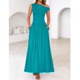 thumbnail image 2 of Vestido largo ZESICA Summer 2025 con un solo hombro, verde azulado para mujer, 2 of 6