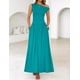 thumbnail image 2 of Vestido largo ZESICA Summer 2025 con un solo hombro, verde azulado para mujer, 2 of 6