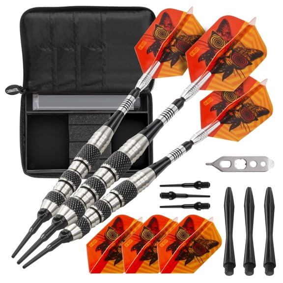 Viper The Freak Soft Tip Darts Knurled and Shark Fin Barrel 18 Grams and Casemaster Select Pink Nylon Dart Case