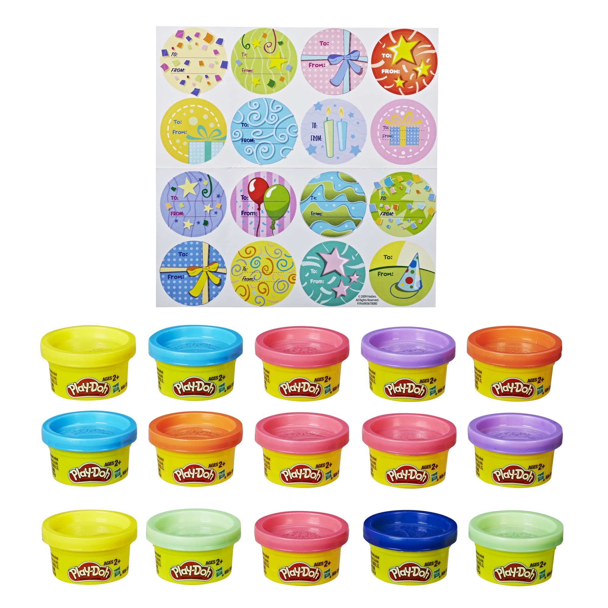 Party Bag inc 15 Tubs and 16 Stickers 15x 28g cans Play-Doh 