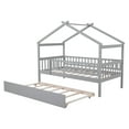 thumbnail image 4 of Gewnee Pine Wood Twin Size House Bed with Trundle and Roof for Kids,Gray, 4 of 8