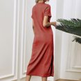 thumbnail image 4 of Qiopertar Robe d'Été Mode Femme Manches Courtes Col Rond Couleur Unie Grandes Économies de Vacances! Moins de 5$ jusqu'à 90 % de Réduction, 4 of 4