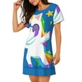 thumbnail image 2 of Sikiie Cool Unicorn Star Golden Print Women's Short-sleeved Nightdress, Round Neck Pullover Nightdress Pajamas Summer Home Wear, 2 of 6
