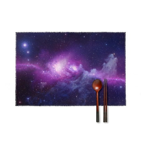 

Blue And Violet Galaxy Dinner Placemats Set of 4 Kitchen Table Placemats 18 * 12 Inches Place Mats Dining Tables Indoor for Kitchen Table Washable Decorations