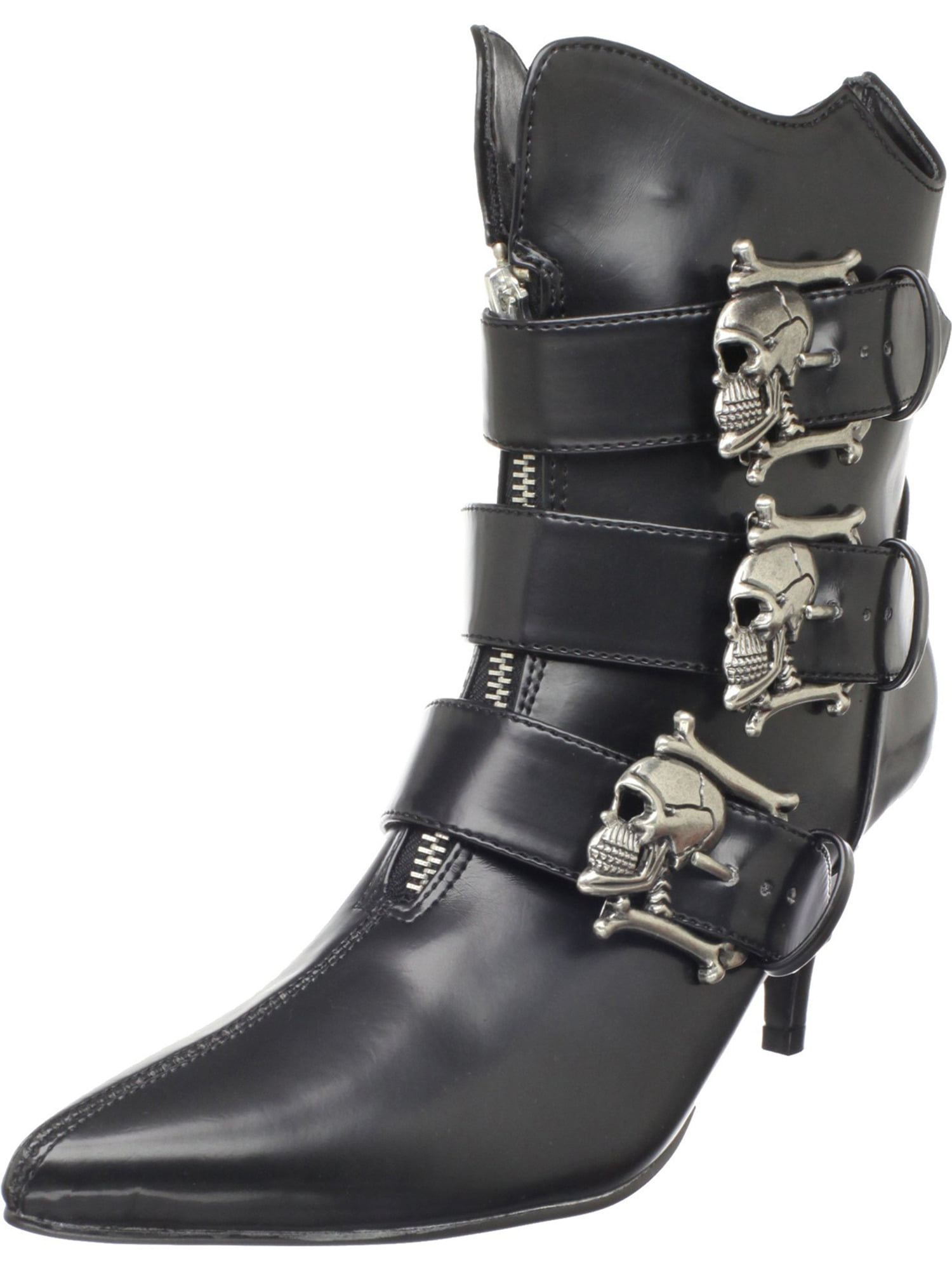 skull buckle motorcycle boots