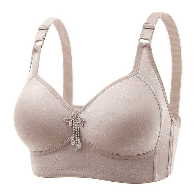 PEASKJP Strapless Bra Ribbed Seamless Bra Comfortable Lift V-Neck Bralettes with Support, Gray 44