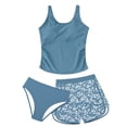 thumbnail image 5 of BOBOGOJP Girls Tankini Swimsuits 2 Piece Criss Cross Ruched Swimwear Printed Swim Shorts Girl Bathing Suit for 9-16 Years Blue for Size 15-16 Years, 5 of 5