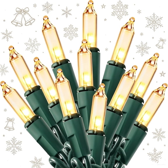 Joyfy Clear Christmas Lights,19.4ft 100 Count Clear Warm White Christmas String Lights,Connectable Green Wire Xmas Tree Lights for Indoor Outdoor Christmas Decorations Holiday Party Decor