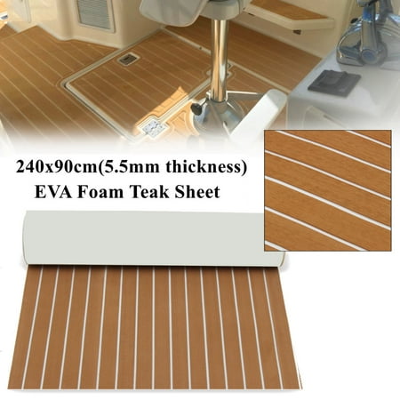 35.4'' x 94.5'' Marine Boat Sheet Teak Decking Boat Flooring Mats Yacht Flooring EVA Foam Floor Sheet Non-Skid Self-Adhesive Sea Deck, 5.5mm