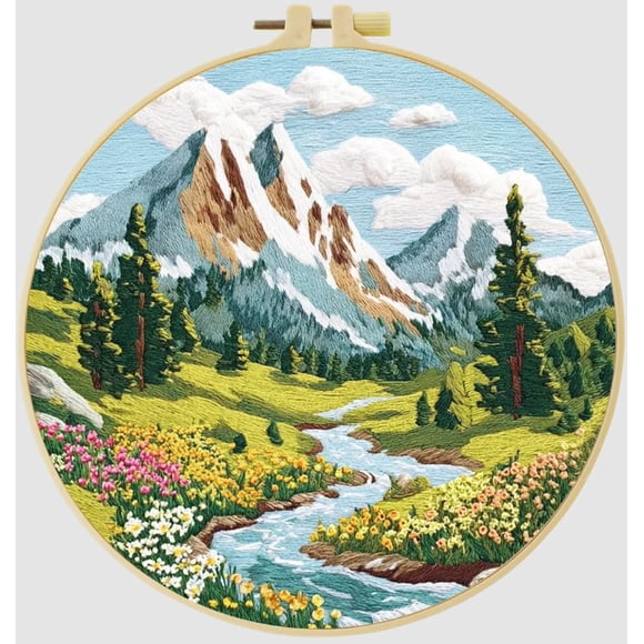 Kits de Punto de Cruz para Principiantes | Montaña (20 cm con marco)