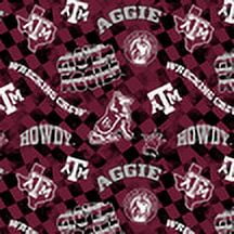 Official Licensed NCAA Texas A&M University Check Allover Fabric by the Yard
