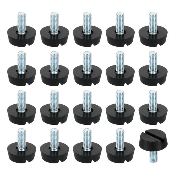 20 paquetes de niveladores de pies de muebles con rosca M6, tornillo ajustable de 21x15, negro