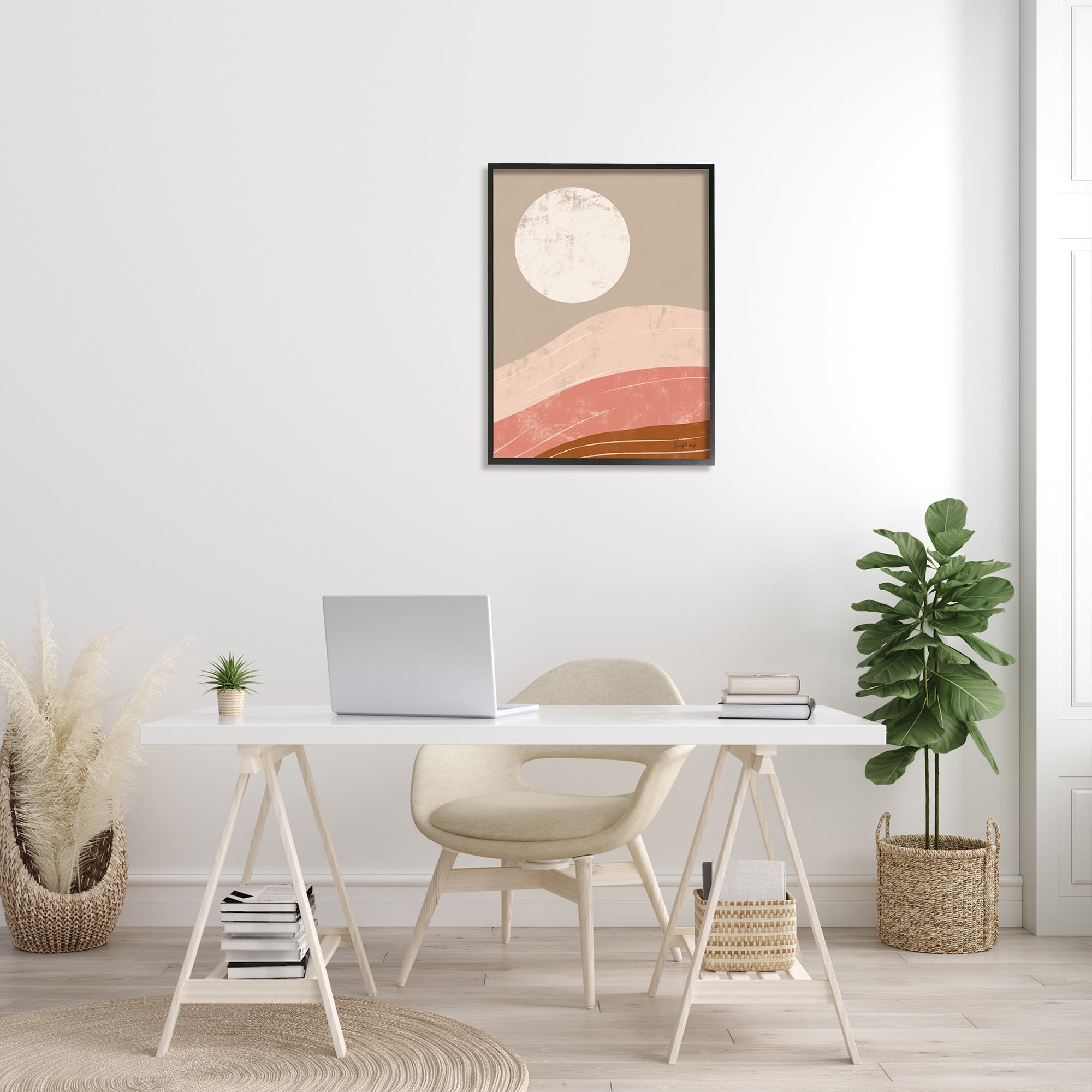 Stupell Industries Desert Sun over Abstract Mountain Landscape Terracotta Brown Landscape Painting Black Framed Art Print Wall Art, 24 x 30