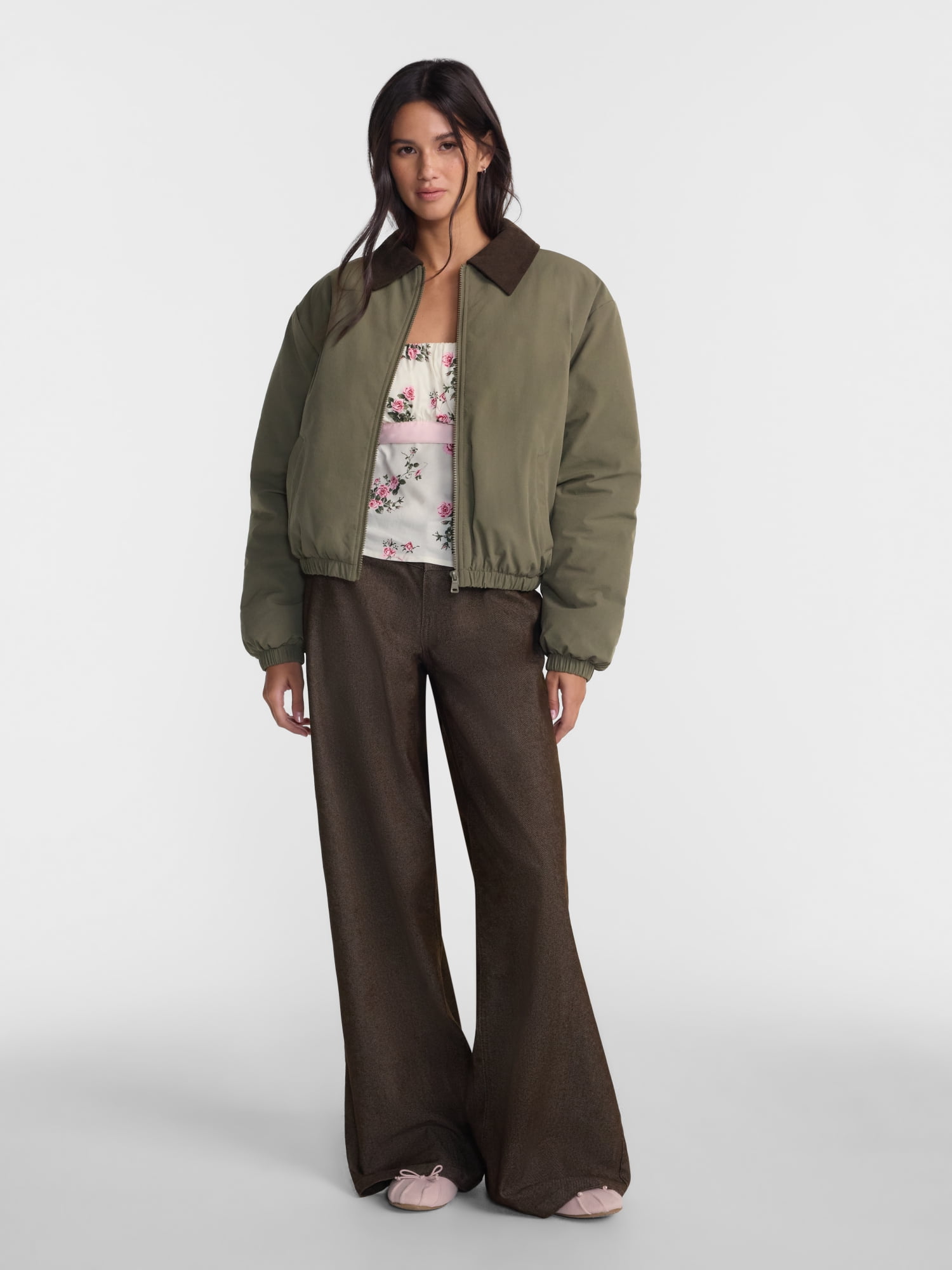 No Boundaries Puffer Barn Jacket, Women's and Women's Plus XXS-4X