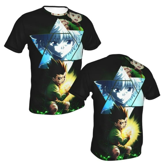 Unisex Adult Hunter X Hunte Gon Killua T-Shirts, 3D Graphic Novelty Shirts Crewneck Short Sleeve Tees for Men Women