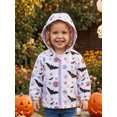 thumbnail image 2 of RUINIXCW Toddler Girl Halloween Jacket Pumpkin Ghost/Flower Bat Print Hooded Long Sleeve Coat Zipper Outerwear, 2 of 9