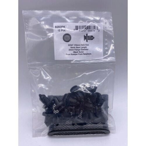 Push-In Rivet, Dome Head, 10 mm Dia., 16 mm L, Nylon Body, 15 PK 9282PK
