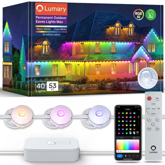 Luces exteriores Lumary, 16 m, 40 LED RGB, impermeables, inteligentes