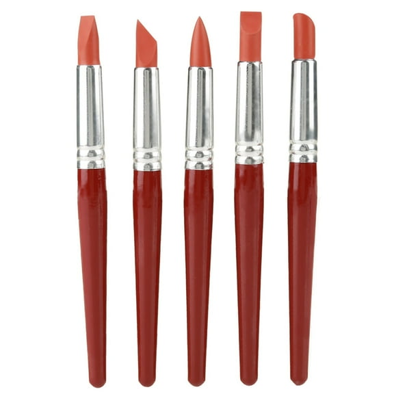 5pcs Clay Shaping Modeling Wipe Out Tools, Large Sized Rubber Tip Paint Silicon Brushes for Sculpture Pottery Shaping Carving Tool