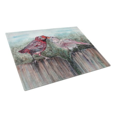 

Caroline s Treasures Red Bird Feeding Glass Cutting Board Large