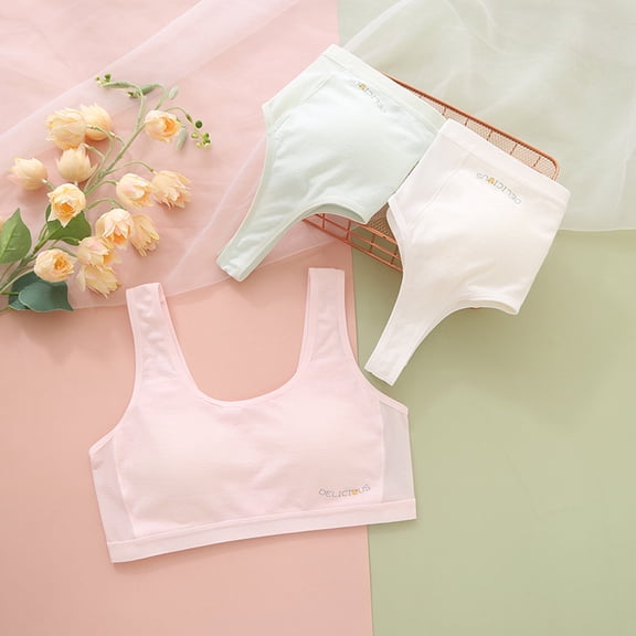 LYMAYTER Training Bras for Girls 7-12 Years Old Wireless Seamless Thin Breathable Daily Wear 75-90A