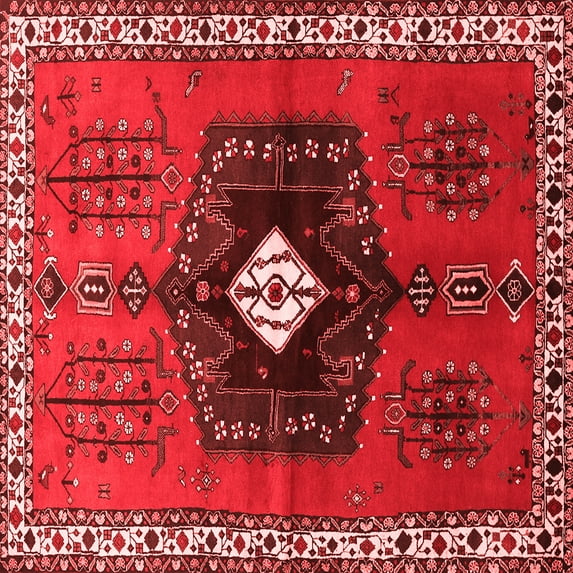 Ahgly Company Indoor Square Persian Red Traditional Area Rugs, 7' Square