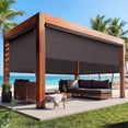 thumbnail image 3 of Integrated 8' W x 8' H Outdoor Roller Shade with Aluminum Valance, Assembly‑Free Crank‑Operated Blind, 420GSM Terslin Fabric 95% UV Block, Sun Shade for Porch, Gazebo, Balcony, Brown, Heynemo, 3 of 10