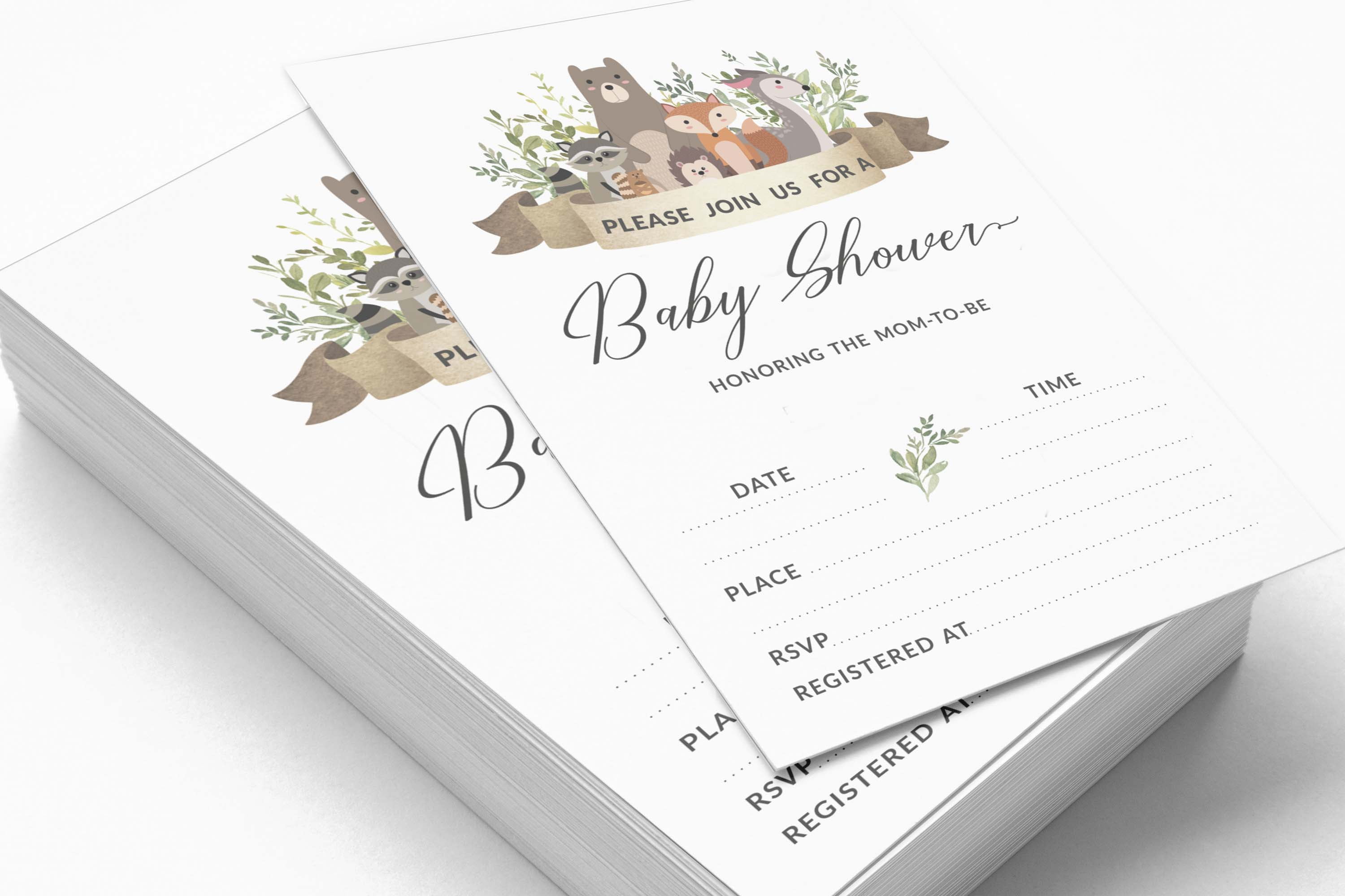 Inkdotpot 30Jungle Animals Baby Shower Invitation Cards Gender Neutral Fill In Blank Invites