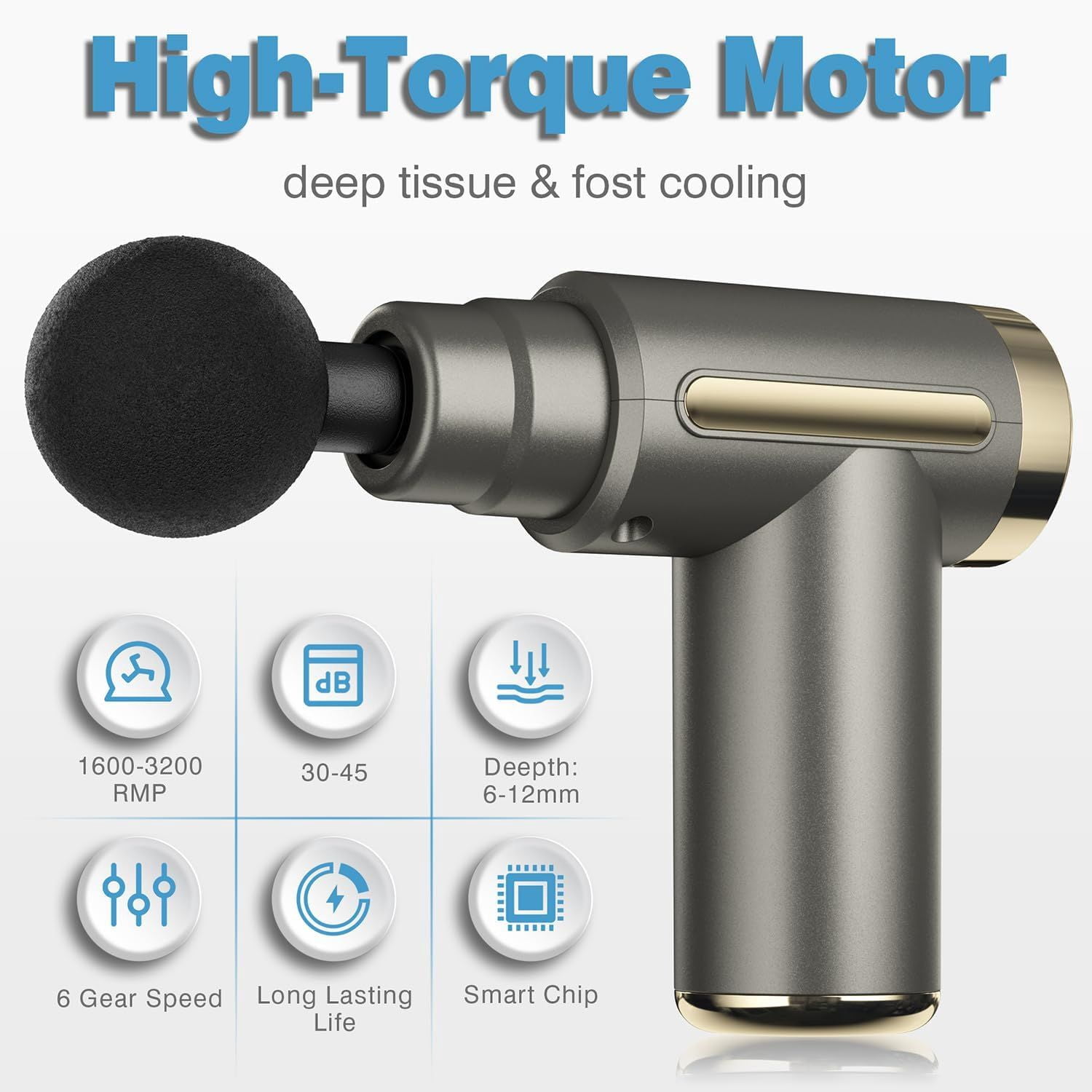 Massage Gun Deep Tissue for Pain Relief with 4 Massage Heads & 6 Speeds, Electric Mini Handheld Body Massager for Any Pain Relief, Best Gifts for Men and Mom