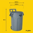 thumbnail image 6 of Rubbermaid Wheeled Brute 44 Gallon Resin Garbage Can, Trash Can-Indoor Outdoor, Durable & Strong, 6 of 7