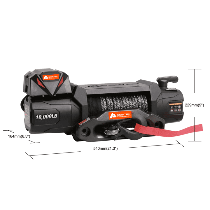 Ozark Trail 10,000 lb. Electric Truck/SUV Winch with 82 ft Synthetic Rope with Wired Remote