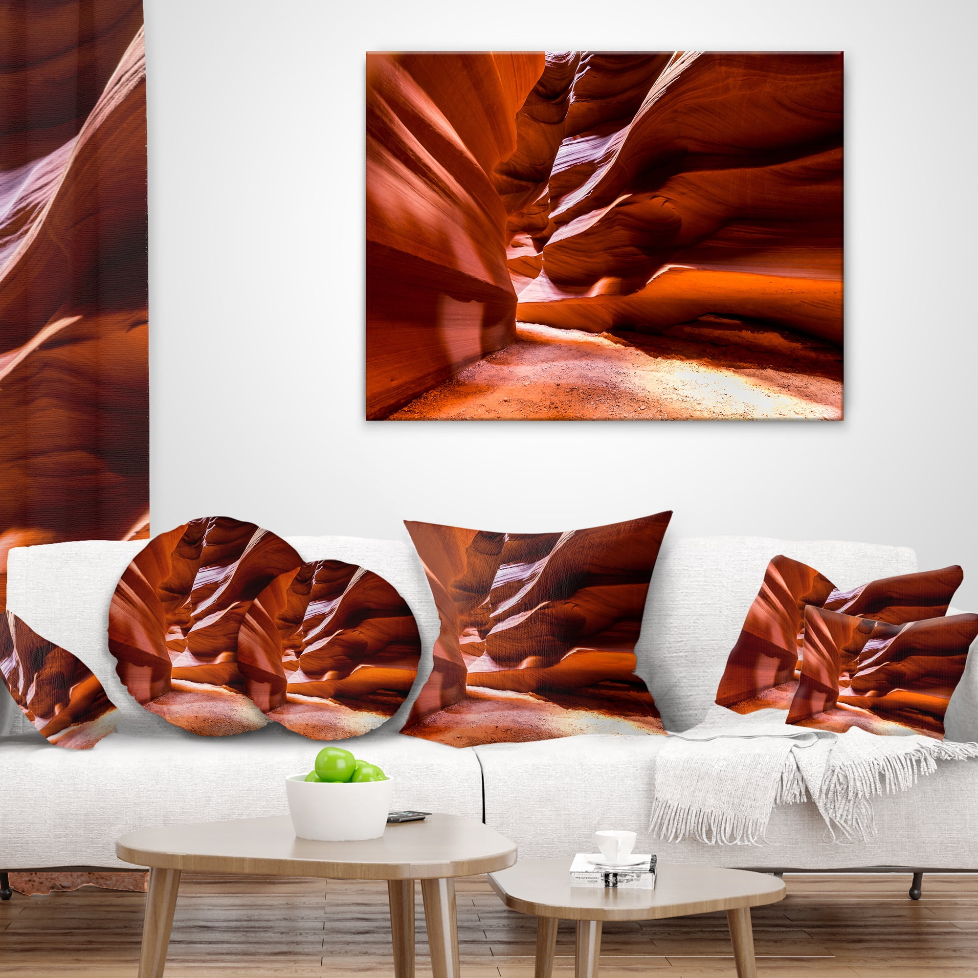 Designart Breathtaking Antelope Canyon - Landscape Photo Throw Pillow - 12x20