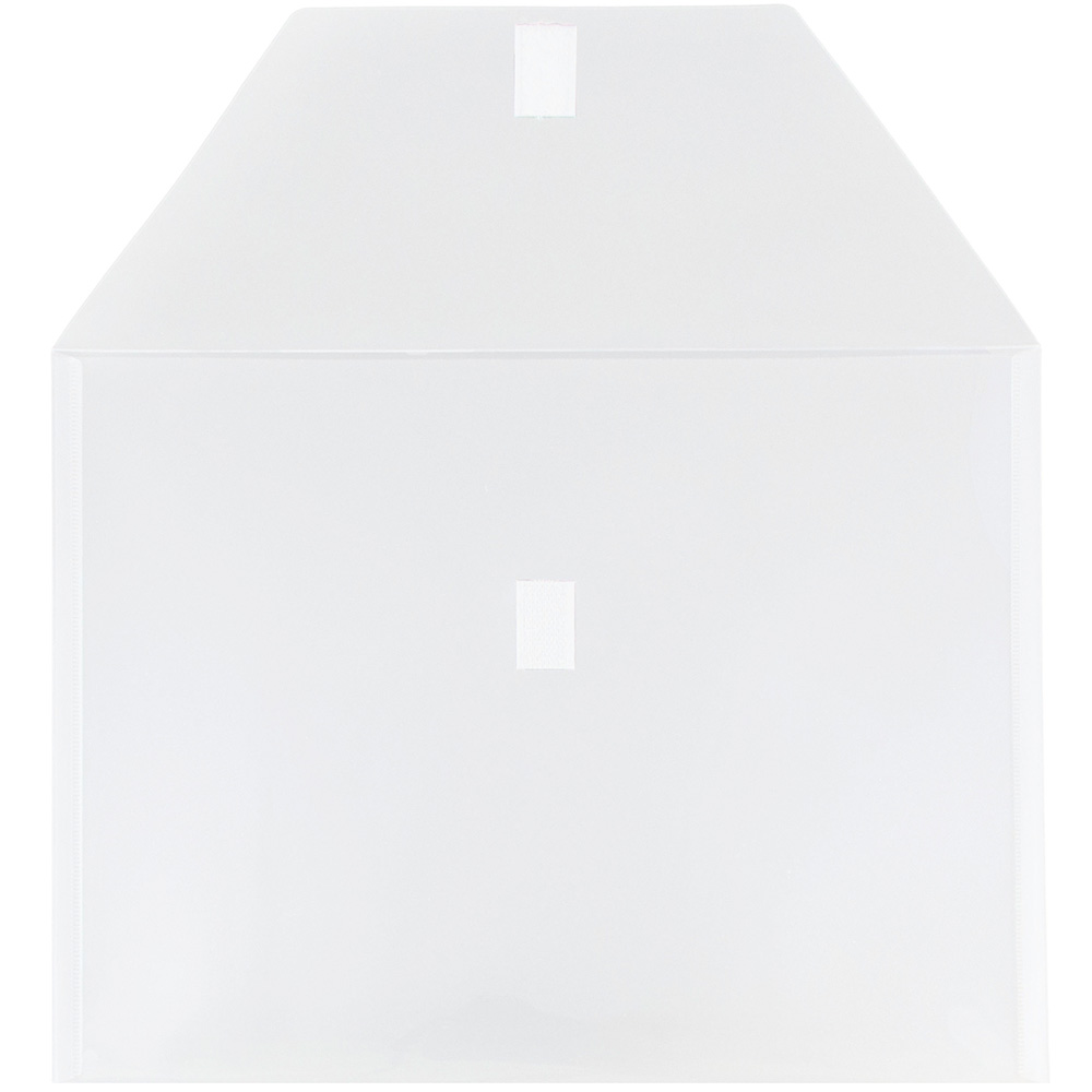 JAM Paper Plastic Envelopes, Letter Booklet Hook and Loop Closure, 9 3/4 x 13, Clear, 12 Pack