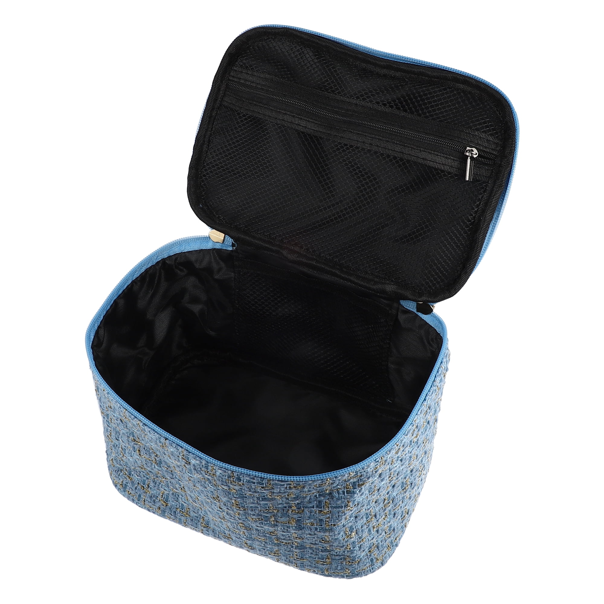 Unique Bargains Floral Makeup Bag Zipper Flower Cosmetic Pouch Blue
