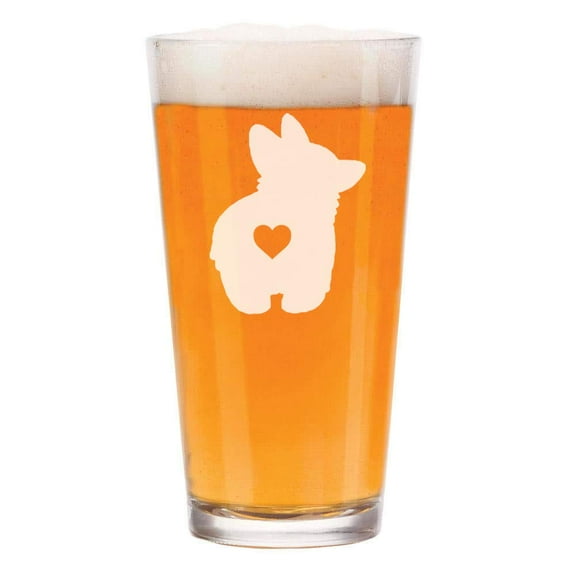 16 oz Beer Pint Glass Corgi Butt