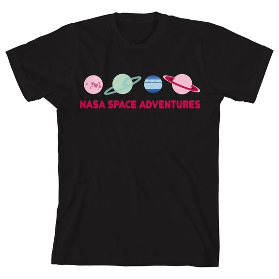 NASA Space Adventures Crew Neck Short Sleeve Girl's Black T-shirt-Medium