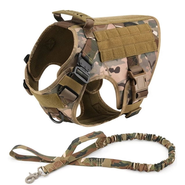 Large Dog Collar Military Dog Harness And Leash Set Pet Training Vest Tactical German Shepherd K9 Harnesses For Small Dogs ShopWise Round
