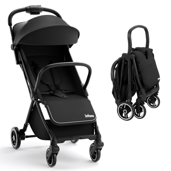 INFANS Lightweight Baby Stroller, 1 Second Fold, Compact Travel Stroller for Airplane with Aluminium Frame, Adjustable Backrest and Canopy, Foldable Infant Toddler Stroller