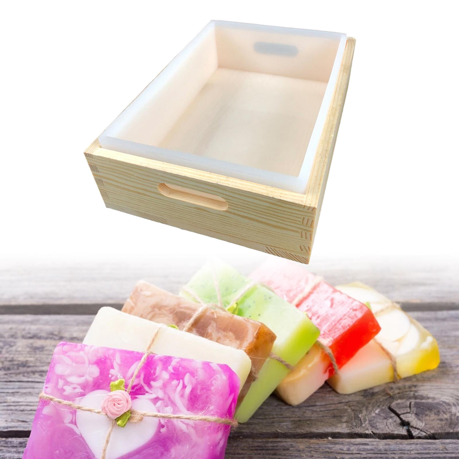 FVDPWYE Rectangle Silicone Soap Mold with Wood Box Handmade Soap Making Supplies 23ml Craft Cake Flexible Silicone Molds Soap Mould