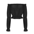 thumbnail image 6 of BLVB Renaissance Shirt for Women Long Ruffle Sleeve off the Shoulder Peplum Blouse Cropped Party Tops, 6 of 6