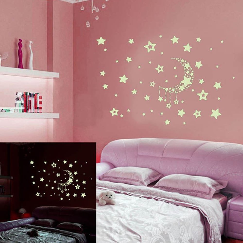 Glow in the Dark Stars Adhesive Bright Luminous Sticker f/ Baby Kid Nursery Room 