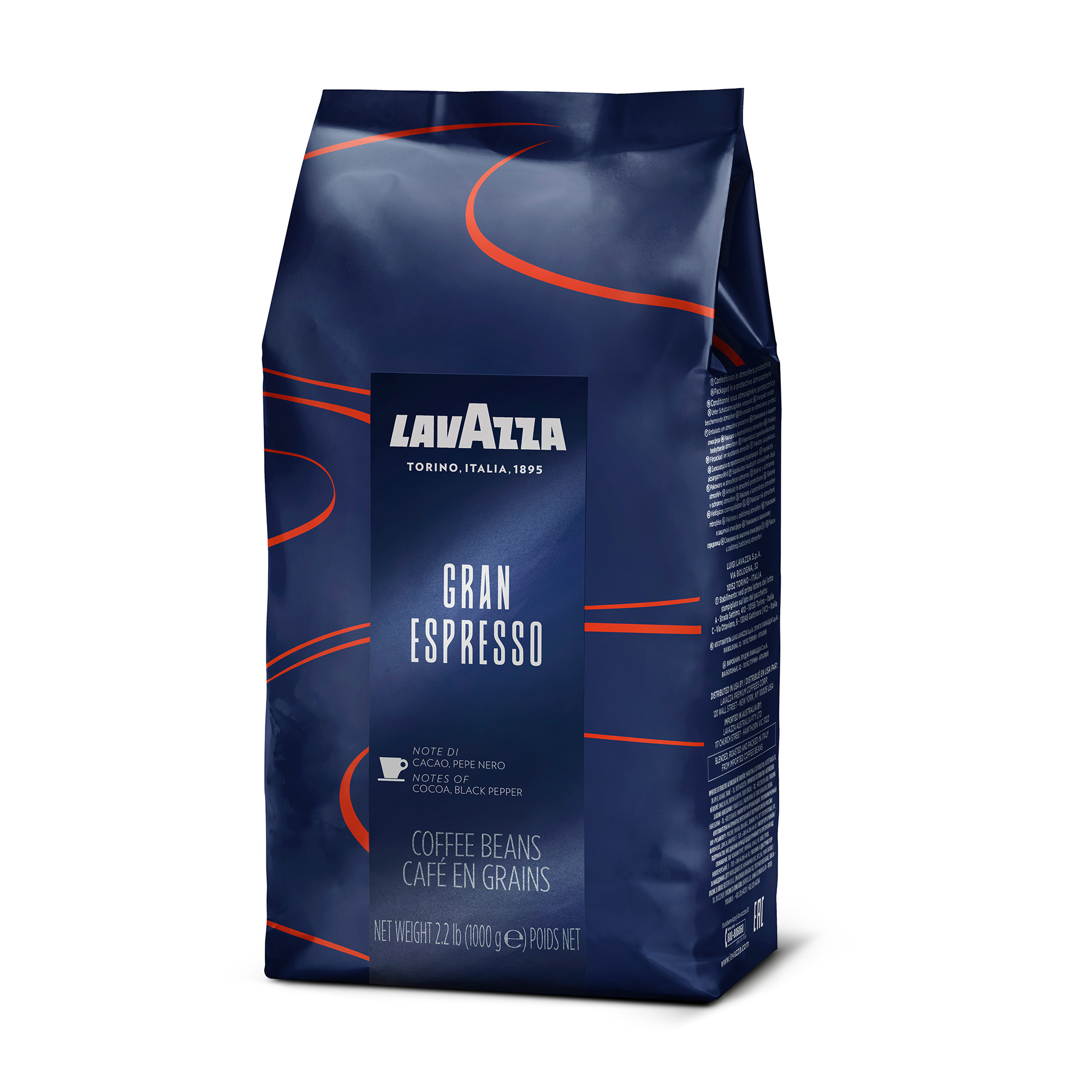 Lavazza Gran Espresso Whole Bean Coffee, Arabica and Robusta Blend, 2.2 lb Bag (Pack of 1)