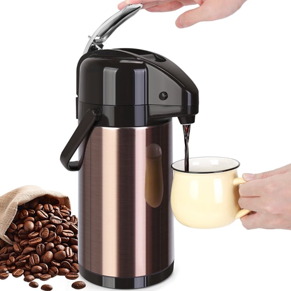 SSAWcasa 85oz/2.5L Airpot Coffee Carafe with Dual Pump&Metal Lever, SUS316 Stainless Steel Insulated Thermal Carafe Coffee Dispenser for Hot/Cold Beverage, 24 Hours Insulation (Purple-Gold)