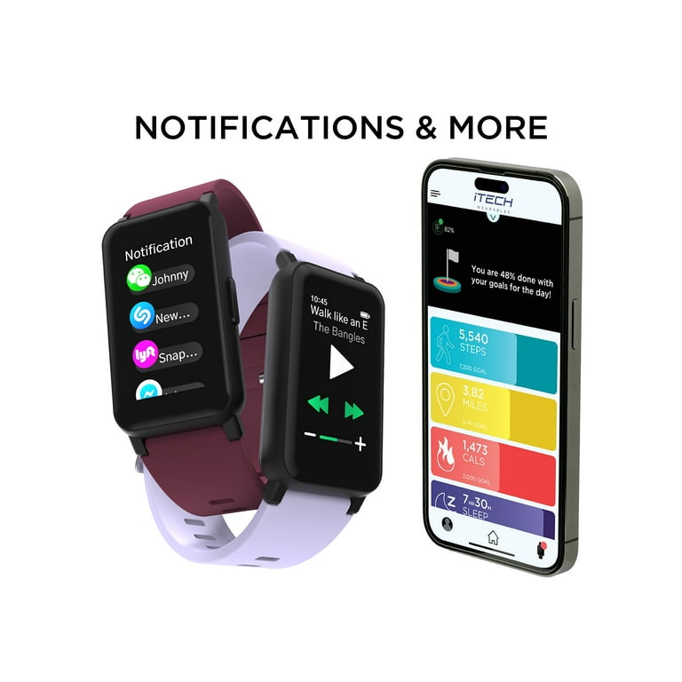 iTech Active 3 Unisex Adult Smartwatch Fitness Tracker Black Silicone Strap Walmart