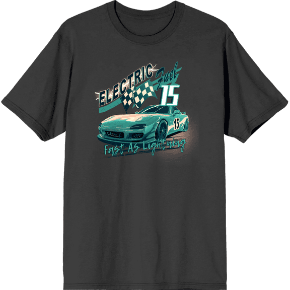 Car Fanatic Electric Fast Teal Sports Car Charcoal Men's Crew Neck Short Sleeve Tee-Medium